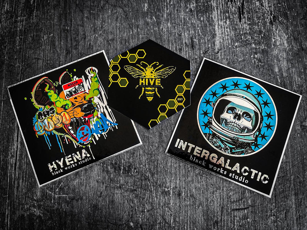 BLK WKS Sticker Set - Hyena, Hive, Intergalactic